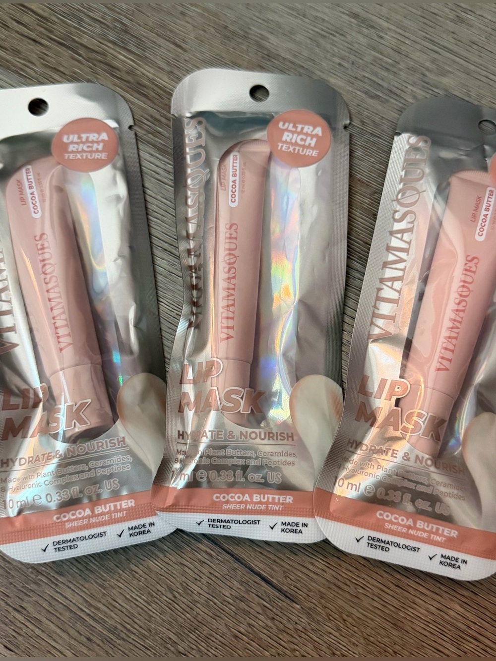 3-Pack of Vitamasques Lip Mask - Cocoa Butter (Sheer Nude Tint)